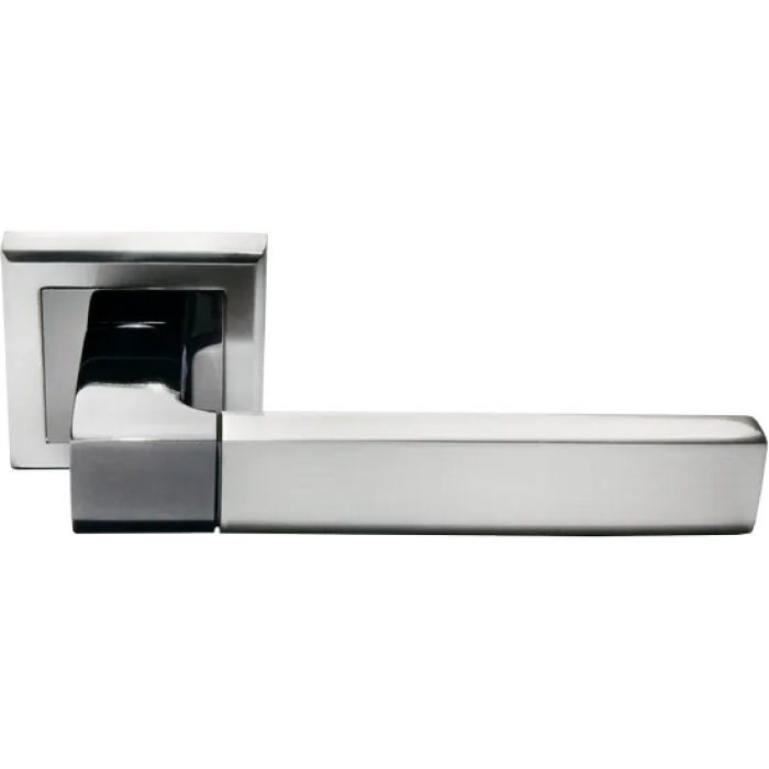 FUKOKU, ручка дверная MH-28 SN/BN-S, на квадратной накладке, цвет - бел. никель/черн. никель