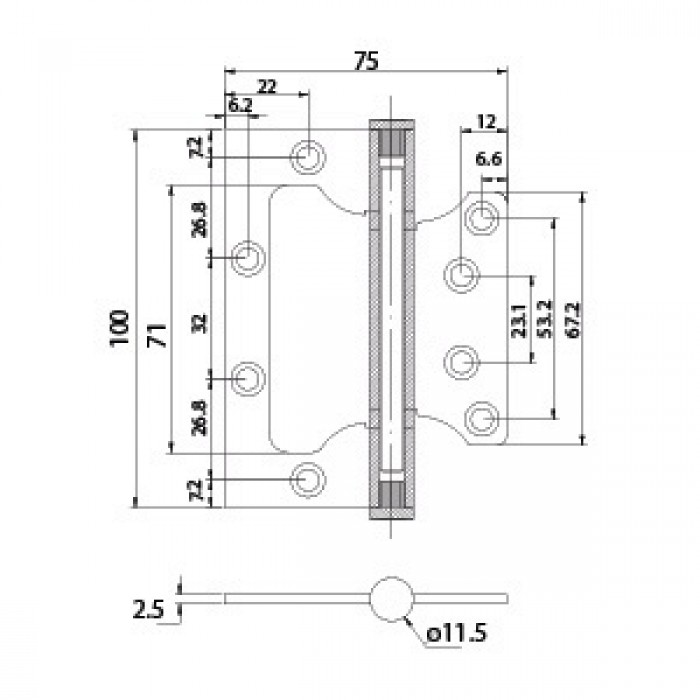 B020-U 100X75X2.5-2BB-1AB