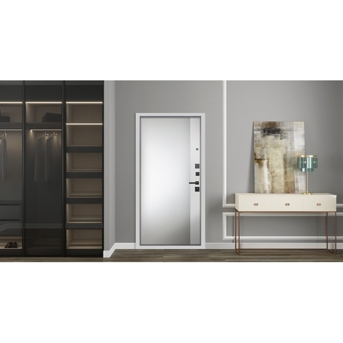 Стальная дверь "Фаворит" с матовым зеркалом. Заказная модель.