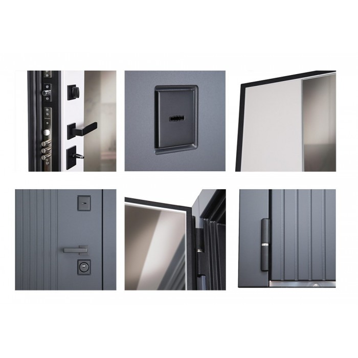 Стальная дверь Вертикаль с зеркалом