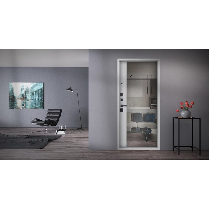 Стальная дверь Вертикаль с зеркалом